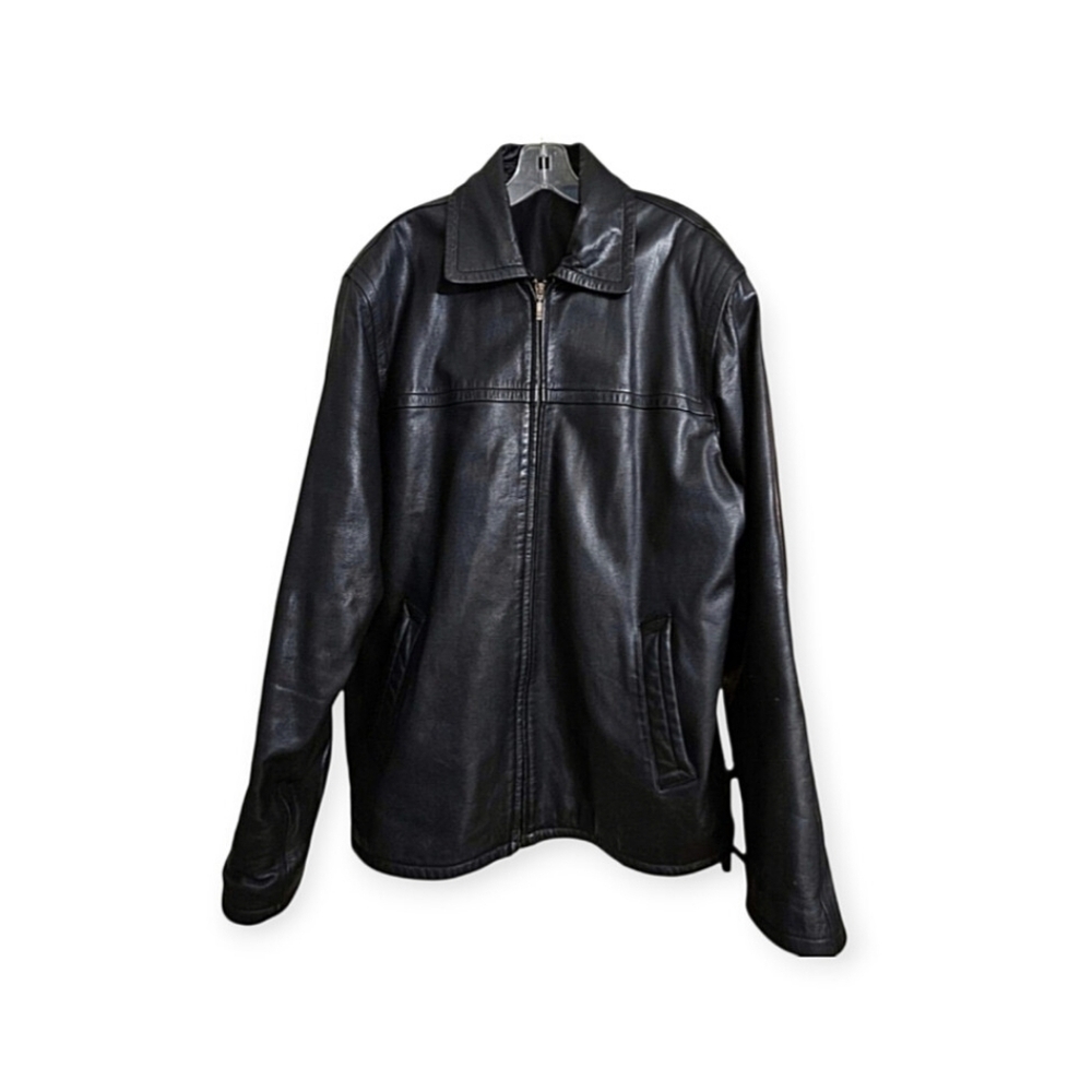 Baggio Rossini Authentic Turkish Leather Black Zip-Front Leather Jacket XL HP